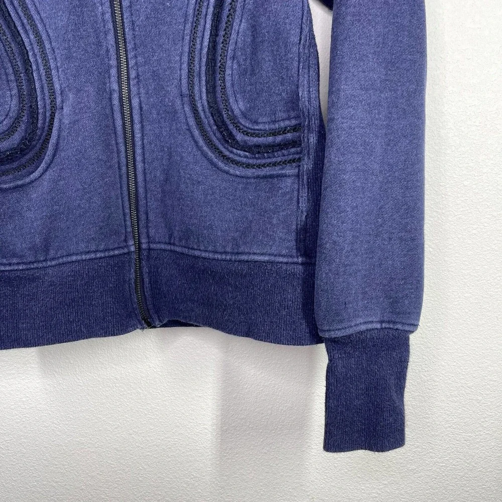 Lululemon Cuddle Up Fleece Zip Athletic Jacket Sz‎ 6 Blue Turtleneck Thumbholes